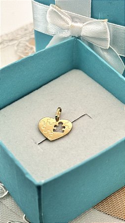 Pingente ouro 18k coração quebra cabeça  Autismo