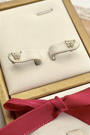 Brinco ouro 18k Borboleta baby Branco