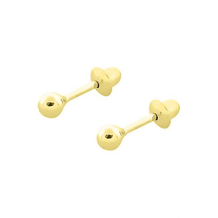 Brinco de Bolinha Infantil Recém Nascido 2,5mm Ouro 18K