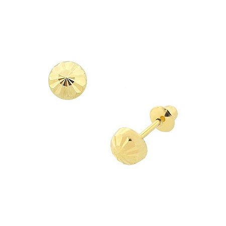 Brinco Infantil Diamantado 4mm de Ouro 18K