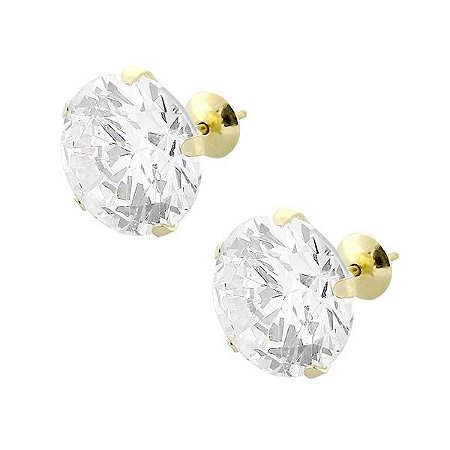 Brinco de Ouro Zircônia Grande 10mm- Adulto