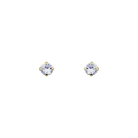 Brinco de Ouro 18K com Pedra Azul  Claro de Zircônia 2,5 mm