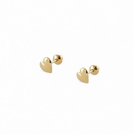 Brinco Coração Pequeno de Ouro 18K Baby