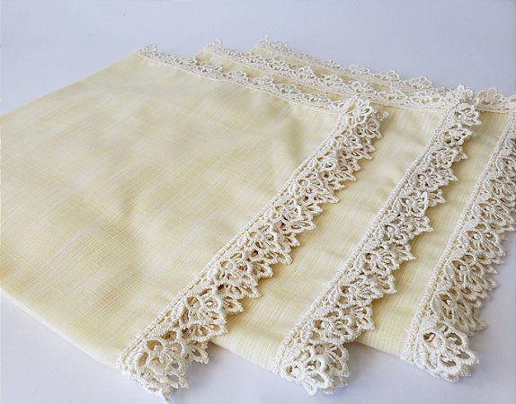 Guardanapo cambraia de linho amarelo 8 lugares +4