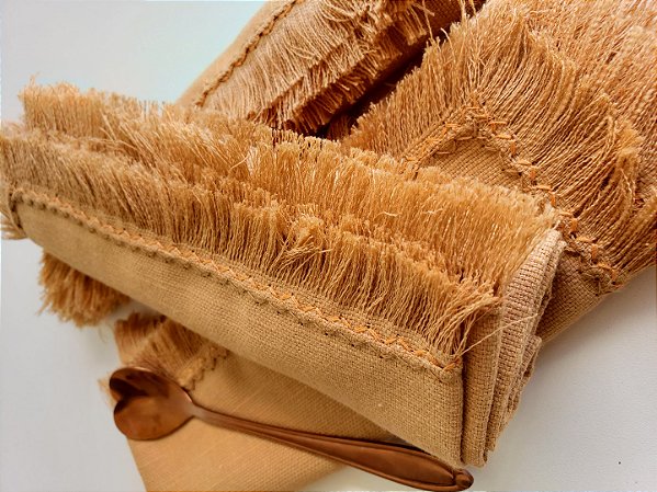 Guardanapo linho coquetel franja 12 pçs 38 X 38 cm