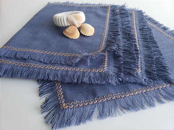 Guardanapo linho coquetel franjas 12 pçs +3 medida 26x 26 cm.