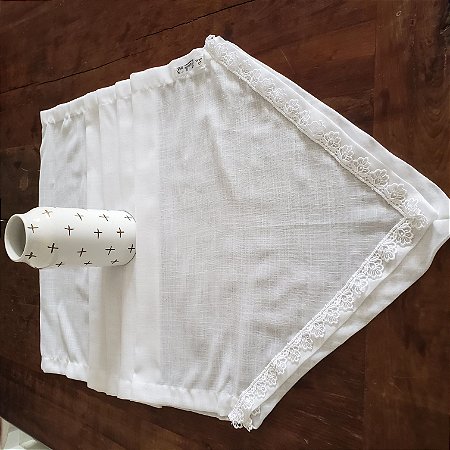 Caminho de mesa linho branco com renda guipir  265 X 55 cm