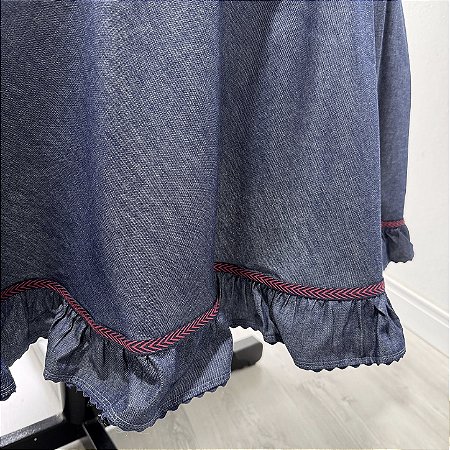 Toalha de mesa redonda jeans 170 cm