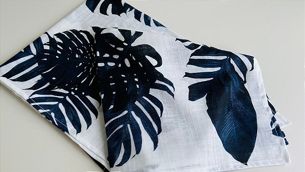 Guardanapos de tecido azul e branco 4 lugares 45 x 45 cm