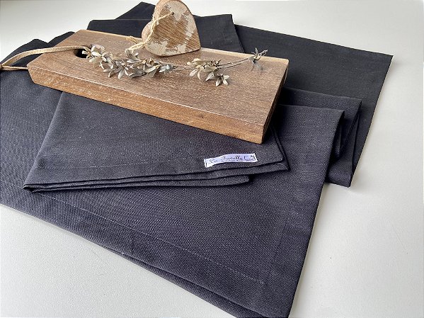 Caminho de mesa básico linho preto