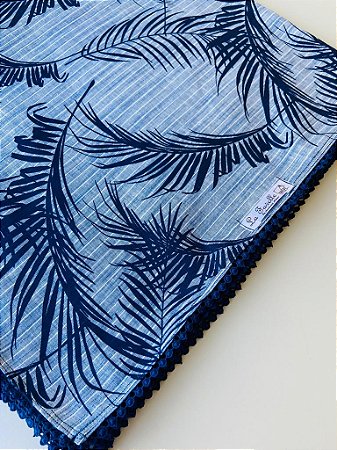 toalha de mesa linho azul