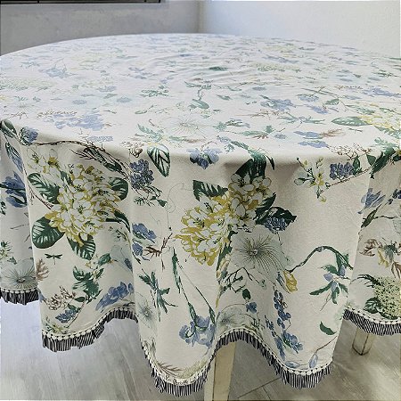 Toalha de mesa redonda tecido algodão 200 cm