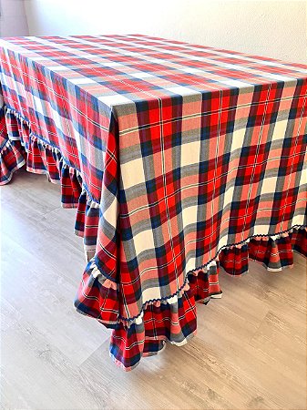 toalha de mesa  com babado xadrez