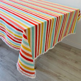 Toalha de mesa listrada colorido festa lúdica