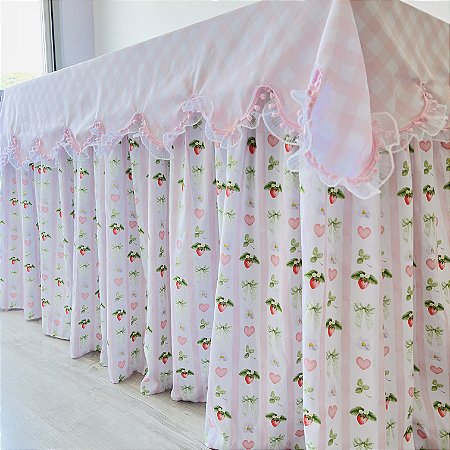 Toalha mesa festa aniversário tema morangos 220 x 100 x80 cm