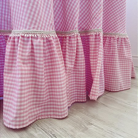 Toalha de Mesa Redonda Xadrez com Babado