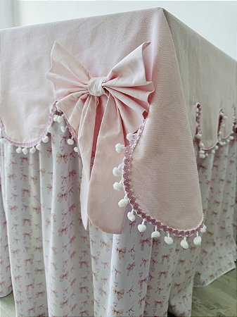 Toalha de Mesa Festa Tema Laços Rosa