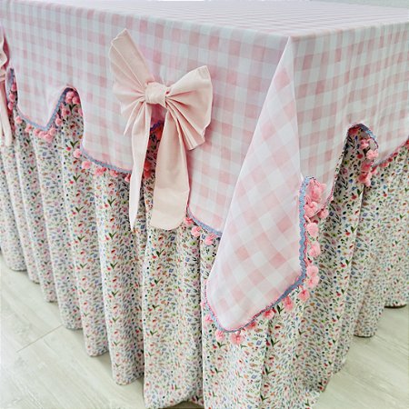 Toalha de Mesa Jardim Encantado com Babados 220 x 100 x 80 cm