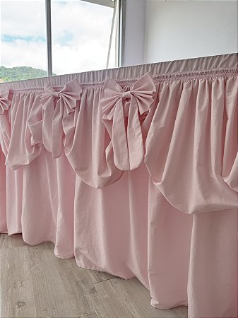 Toalha Mesa Festa Cor de Rosa com Babados