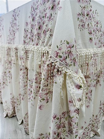 Toalha de Mesa Floral com Babado380 x260 cm