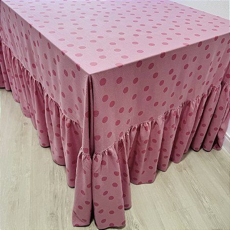 Toalha de mesa cor de rosa com babados 350 x 250 cm