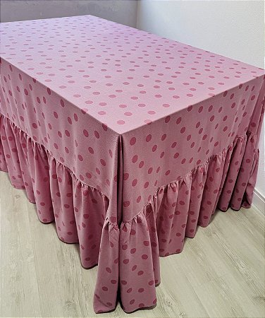 Toalha de mesa cor de Rosa com babado