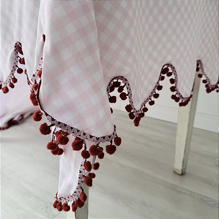 Toalha de mesa xadrez cor de rosa 300 x 150 cm