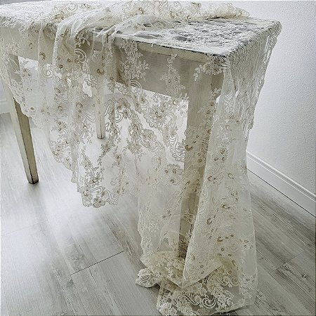 Toalha de mesa de renda 300 x 130 cm