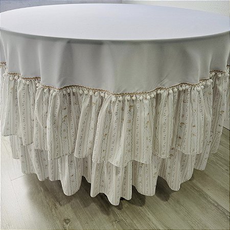 Toalha de Mesa Redonda com Babado Duplo 360 cm
