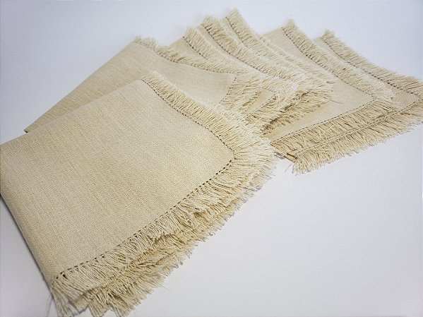 Guardanapo Linho Franja. Guardanapo Linho coquetel