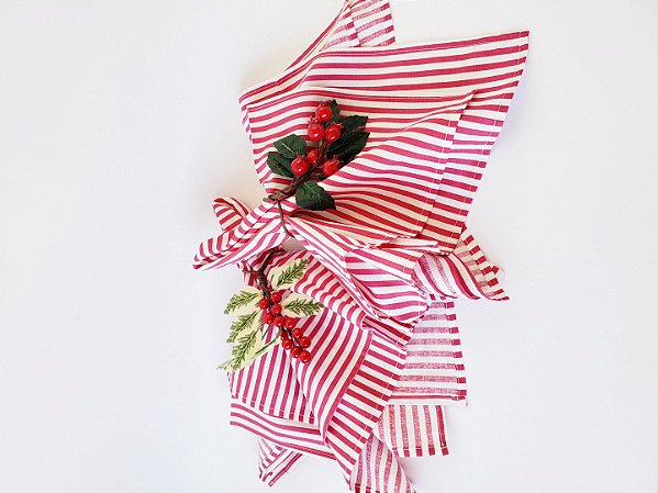 Guardanapo listrado vermelho e branco