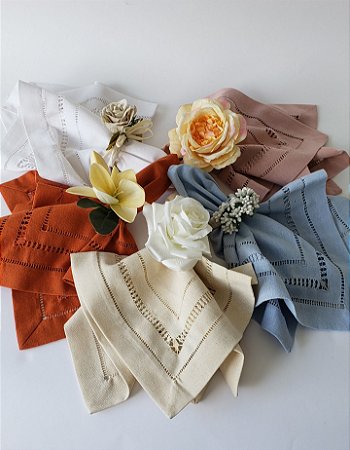 Guardanapo linho. Guardanapo Linho bordado ajour 08 lugares .