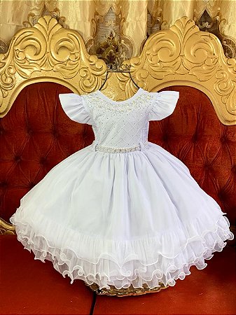 vestido branco rodado infantil