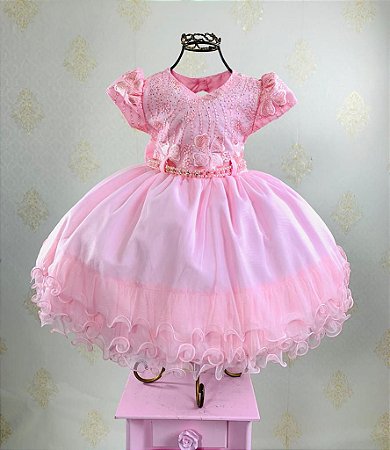 vestido rodado rosa infantil