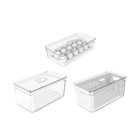 Kit Organizador Clear Fresh 3 Peças - Ou