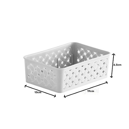 Cesto Organizador Rattan Branco Pequeno