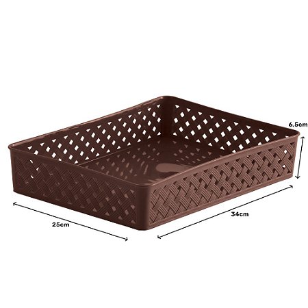 Cesto Organizador Rattan Marrom Grande