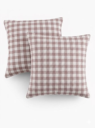 Kit 2 Capas para Almofada em Tecido Jacquard Estampado Xadrez
