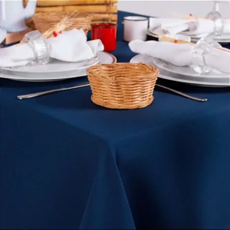 Toalha de Mesa Quadrada em Oxford Azul Marinho