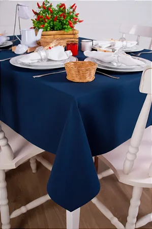 Toalha de Mesa Quadrada em Oxford Azul Marinho