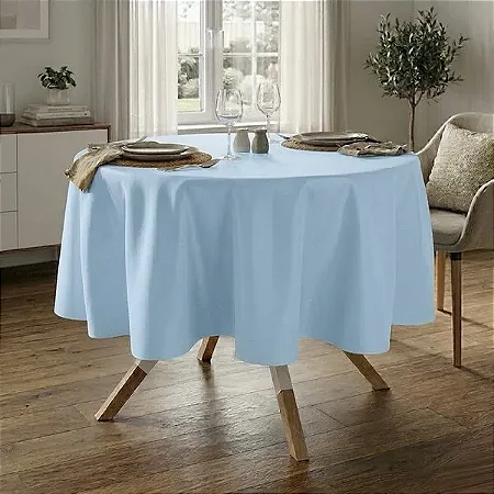 Toalha de Mesa Redonda para Buffet em Oxford Azul Bebê