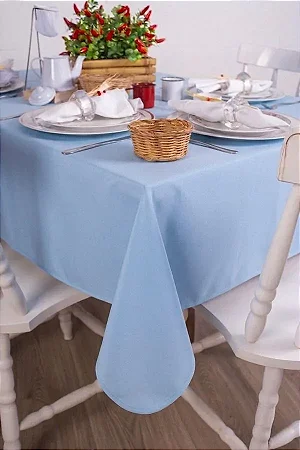 Toalha de Mesa Retangular em Oxford Azul Bebê
