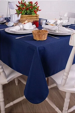 Toalha de Mesa Retangular em Oxford Azul Marinho