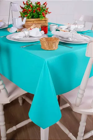 Toalha de Mesa Retangular em Oxford Azul Tiffany