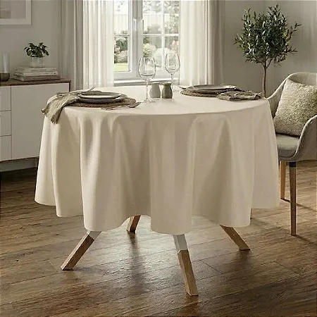 Toalha de Mesa Redonda para Buffet em Oxford Bege Areia
