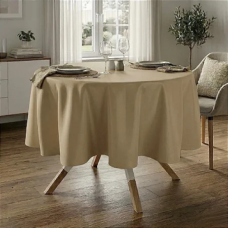Toalha de Mesa Redonda para Buffet em Oxford Bege Fendi