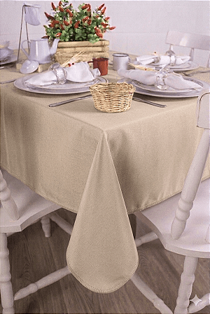 Toalha de Mesa Retangular em Oxford Bege Areia