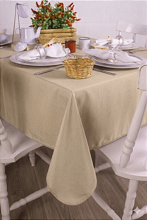 Toalha de Mesa Retangular em Oxford Bege Fendi