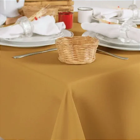Toalha de Mesa Quadrada em Oxford Dourado