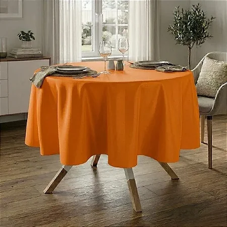 Toalha de Mesa Redonda para Buffet em Oxford Laranja